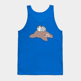 Sloth and Blue Tabby Cat Tank Top